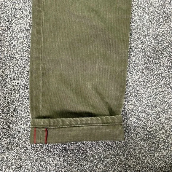Naked & Famous Weird Guy Green Selvedge Chino Denim Jeans Mens 32 Button Fly